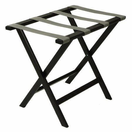 VERTEX Deluxe Straight Leg Luggage Rack with Gray Straps - Black VE3262372